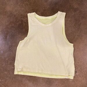 Lululemon Cropped Tank Top Neon Heathered Yellow Train To Be Size 2 Silverescent
